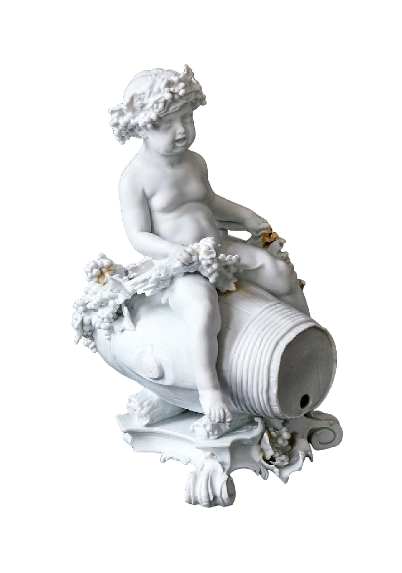 Scultura di putto ebbro in porcellana Biscuit, anni '50 16