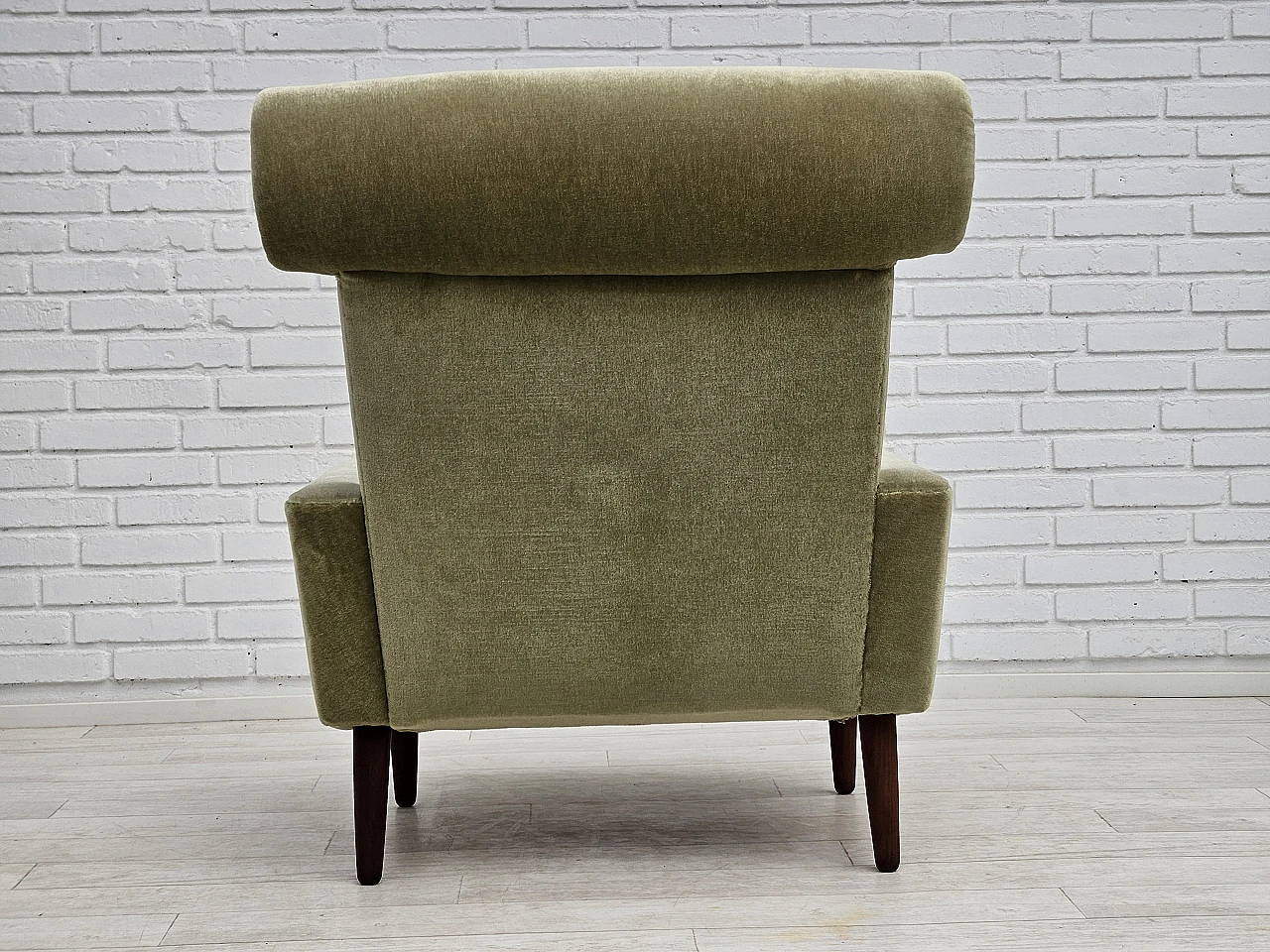 Danish teak and green fabric armchair, 1970s 6
