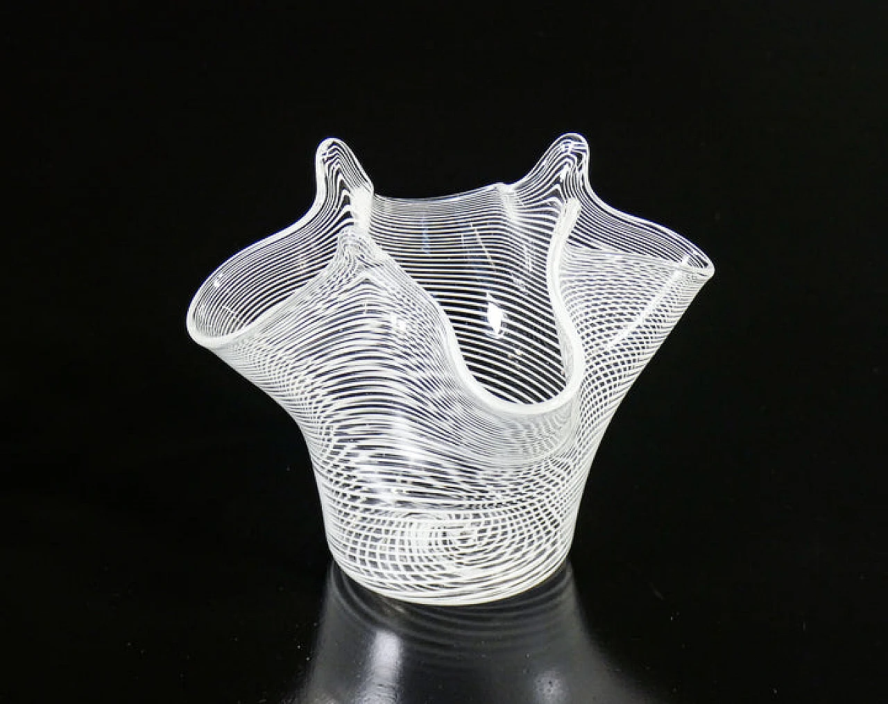 Blown glass Fazzoletto vase in the style of F. Bianconi, 1990s 3