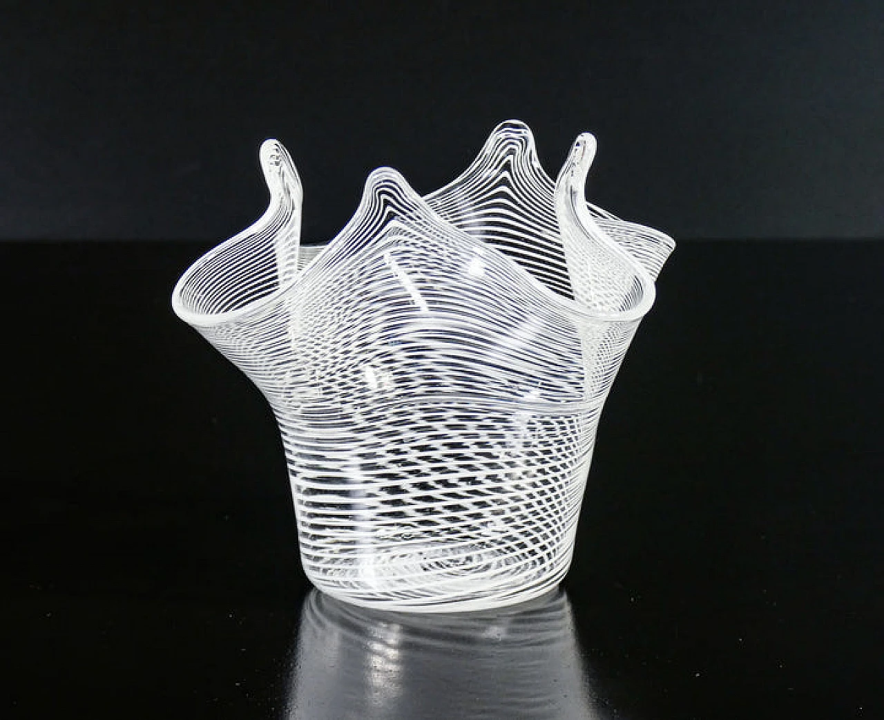 Blown glass Fazzoletto vase in the style of F. Bianconi, 1990s 7