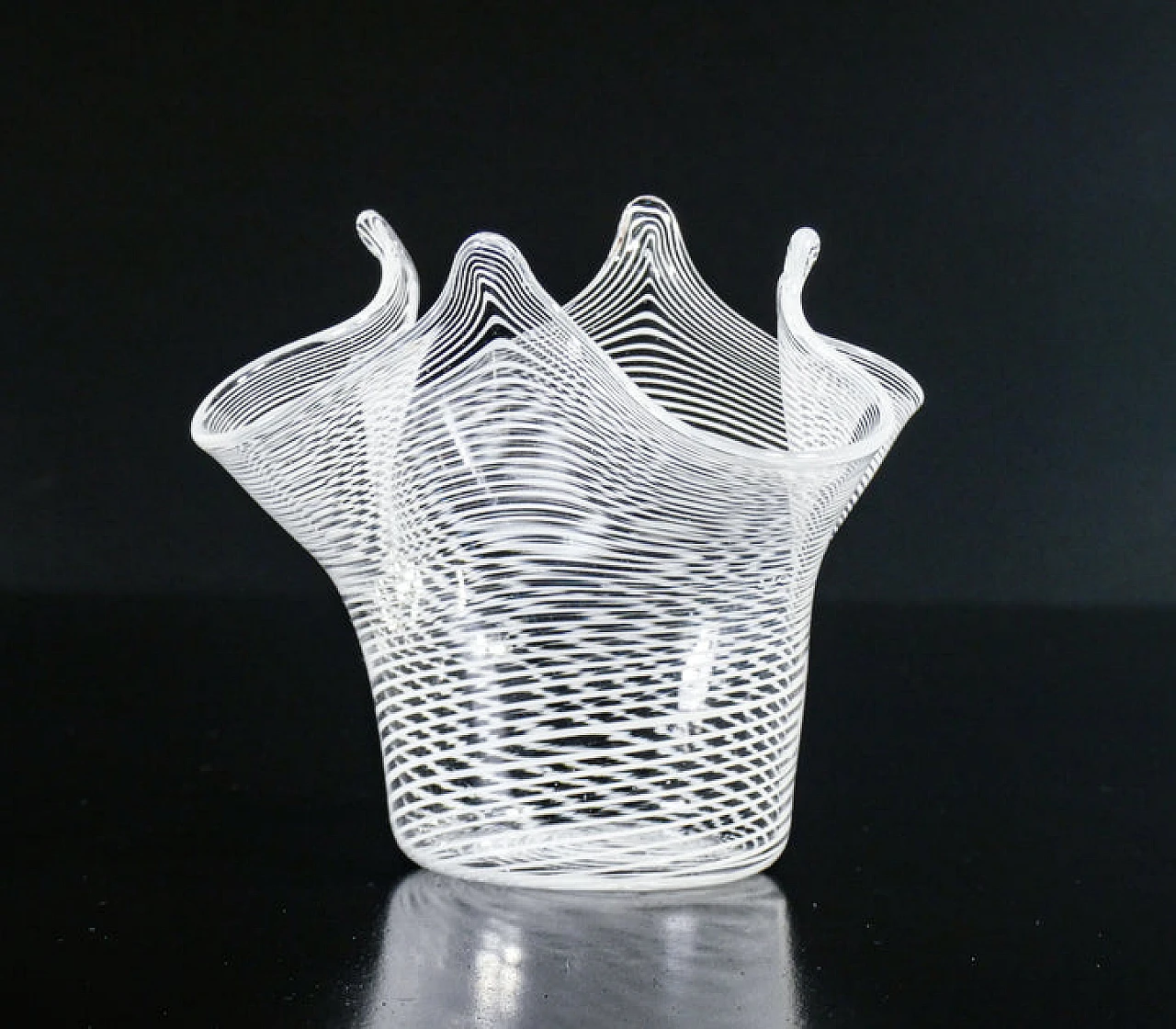 Blown glass Fazzoletto vase in the style of F. Bianconi, 1990s 8