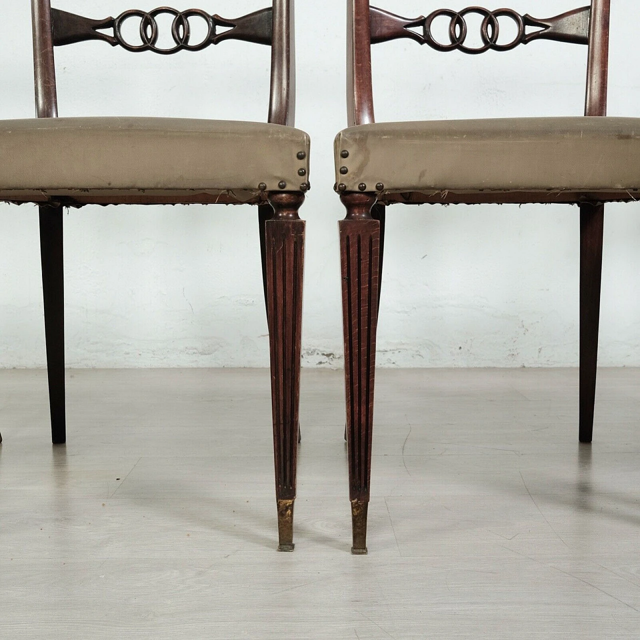 5 Chairs in wood and canvas plastic, 1950s 4