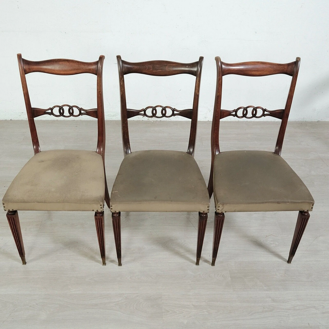 5 Chairs in wood and canvas plastic, 1950s 10