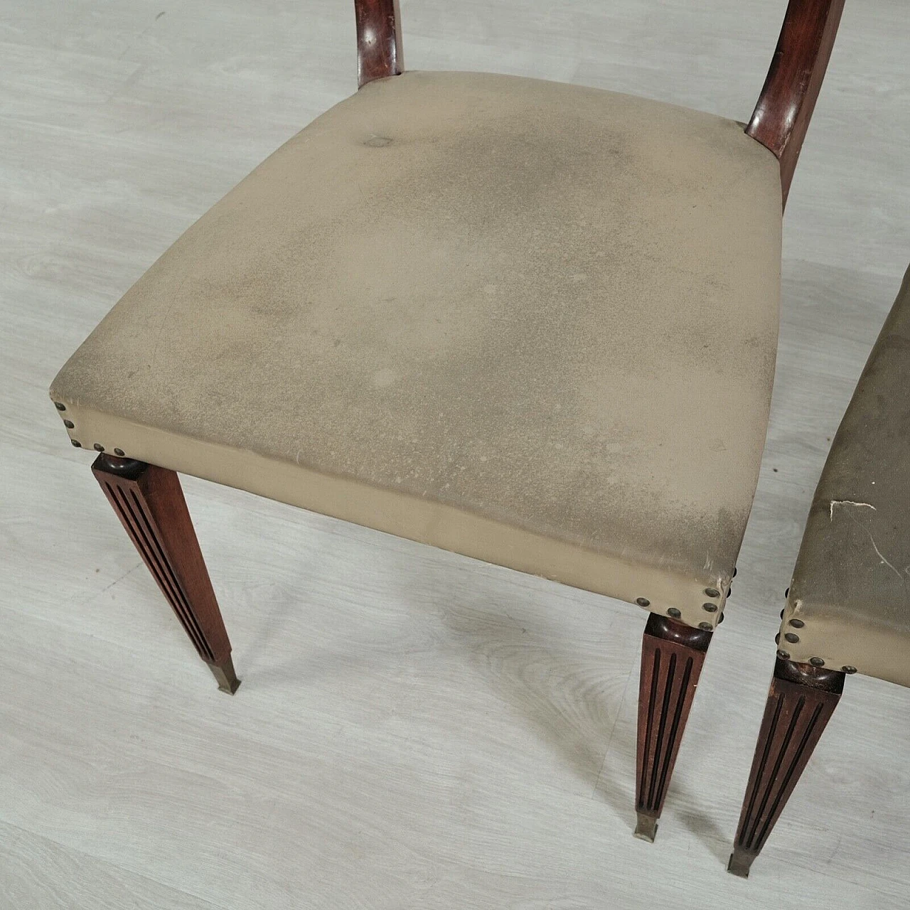 5 Chairs in wood and canvas plastic, 1950s 12