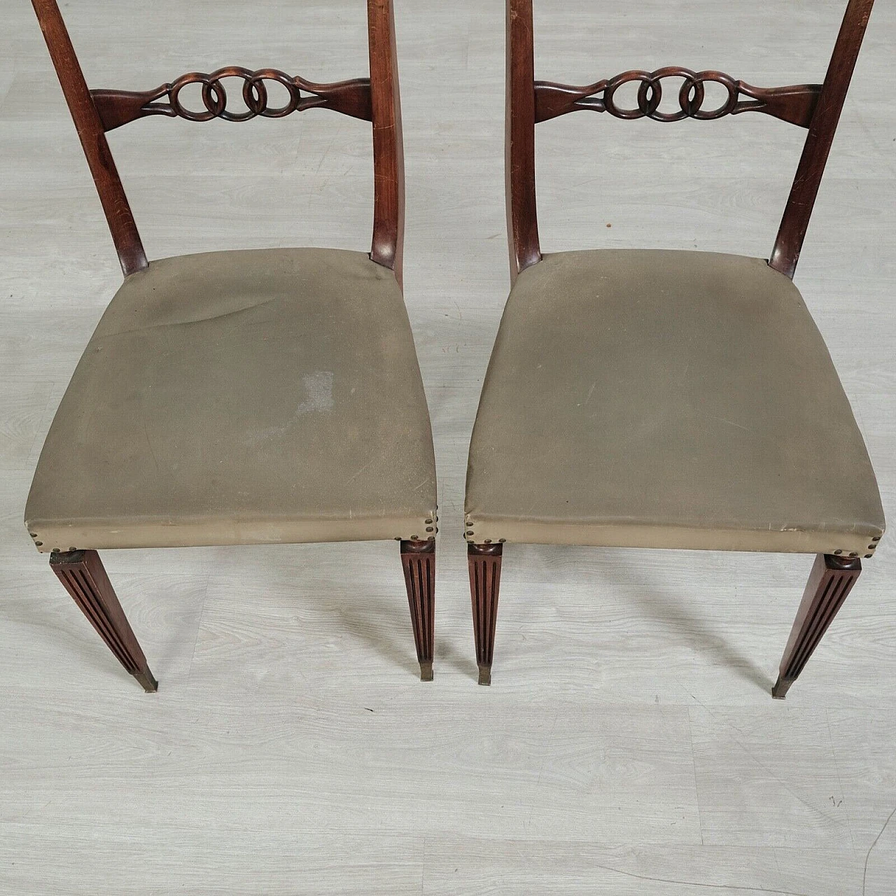 5 Chairs in wood and canvas plastic, 1950s 13