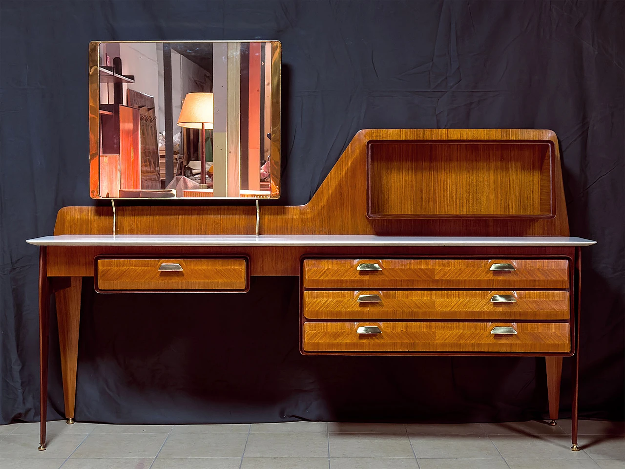 Teak and marble vanity table by La Permanente Mobili Cantù, 1950s 2