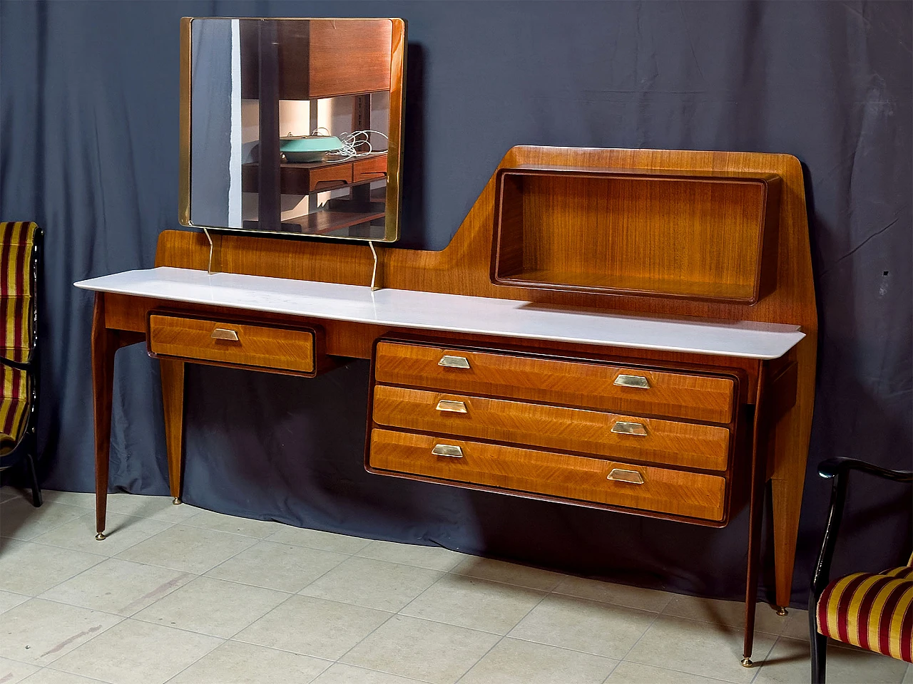 Teak and marble vanity table by La Permanente Mobili Cantù, 1950s 3