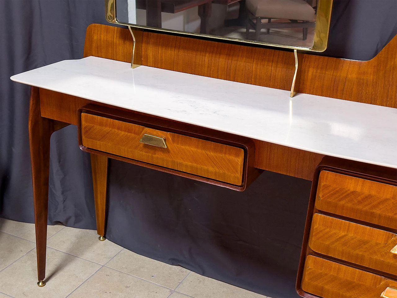 Teak and marble vanity table by La Permanente Mobili Cantù, 1950s 4