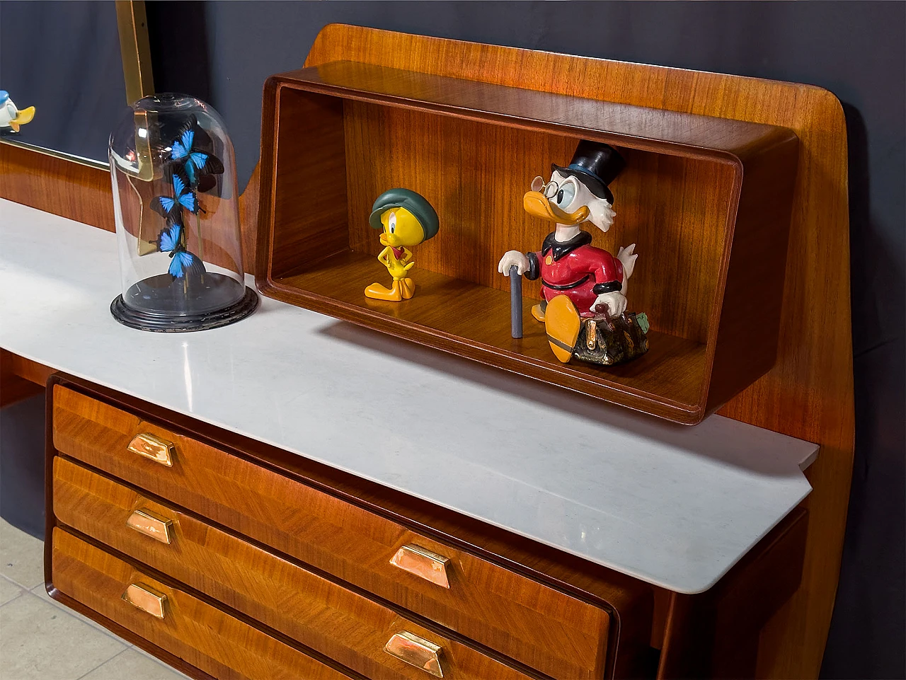 Teak and marble vanity table by La Permanente Mobili Cantù, 1950s 5