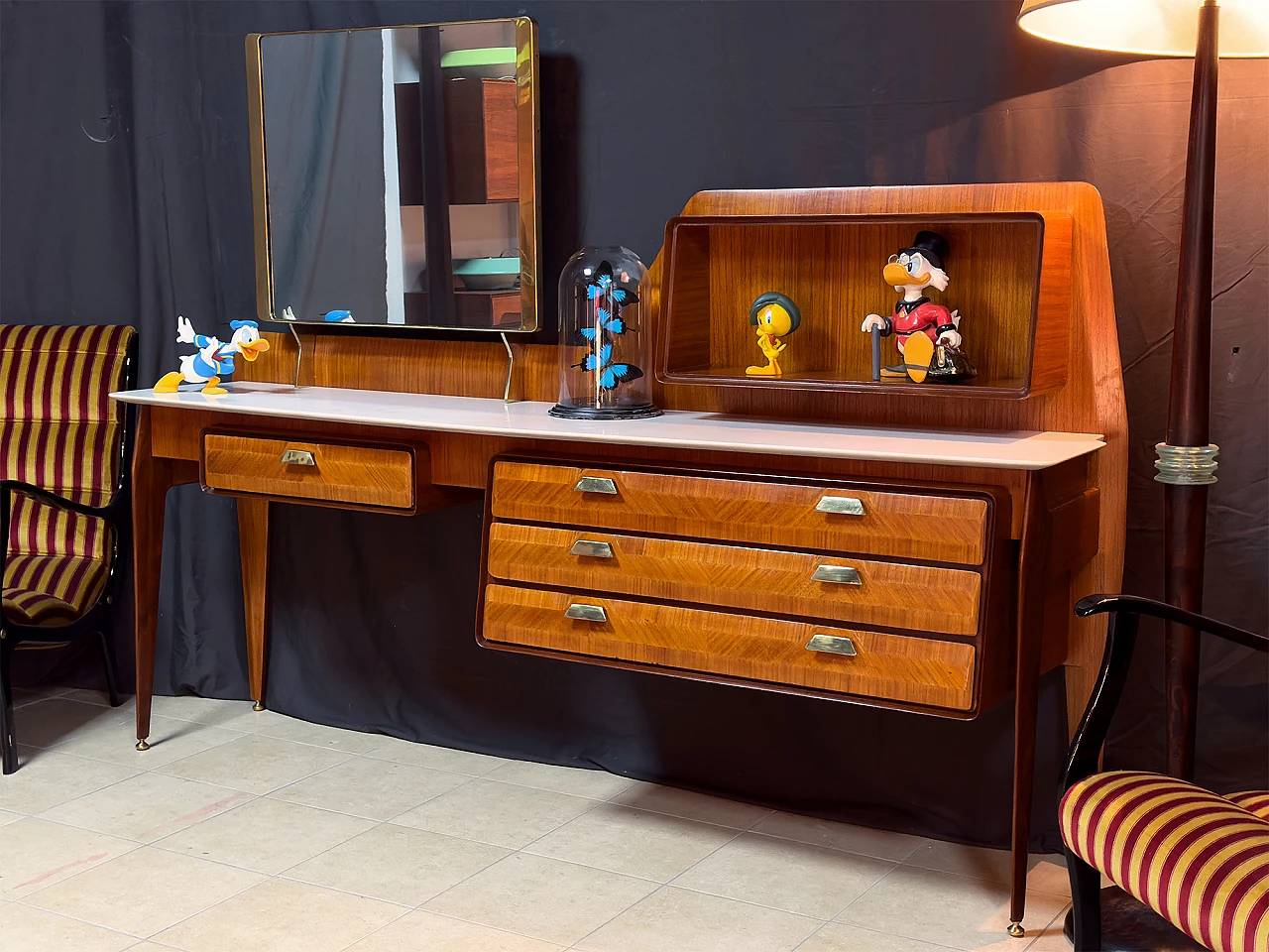 Teak and marble vanity table by La Permanente Mobili Cantù, 1950s 6