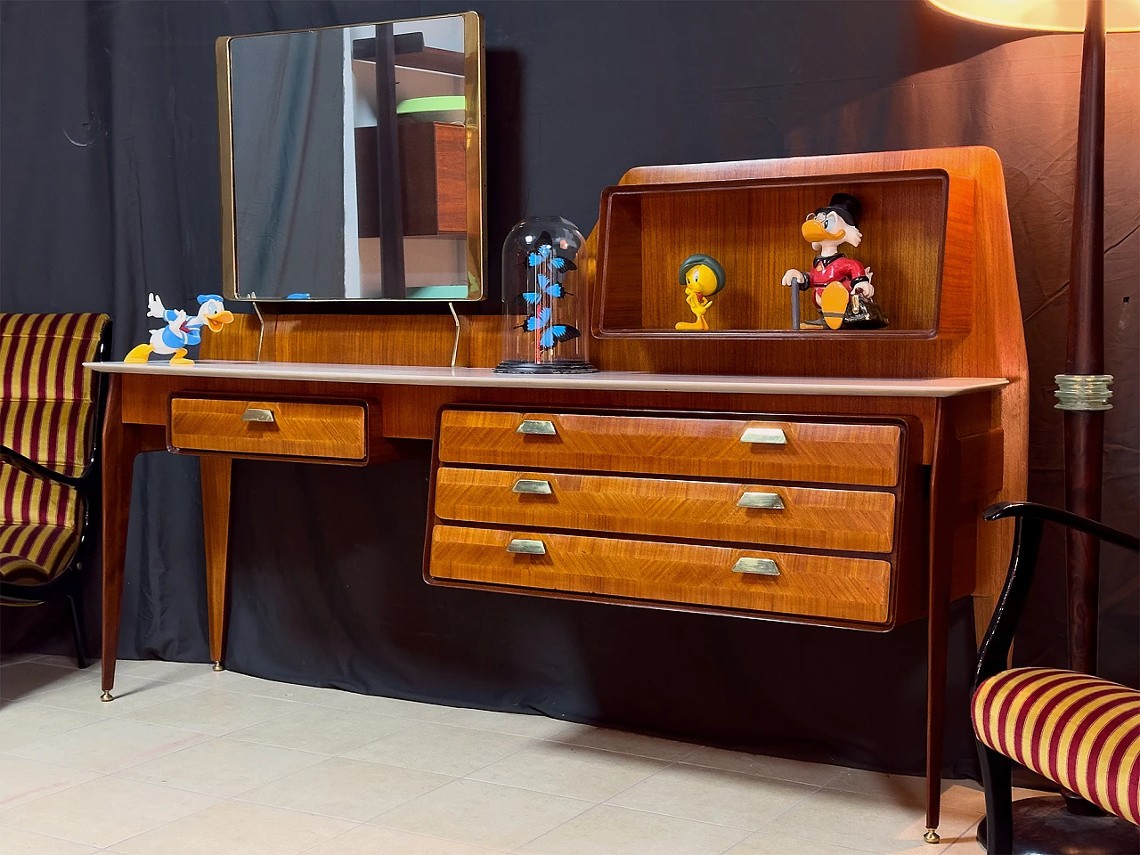 Teak and marble vanity table by La Permanente Mobili Cantù, 1950s 7