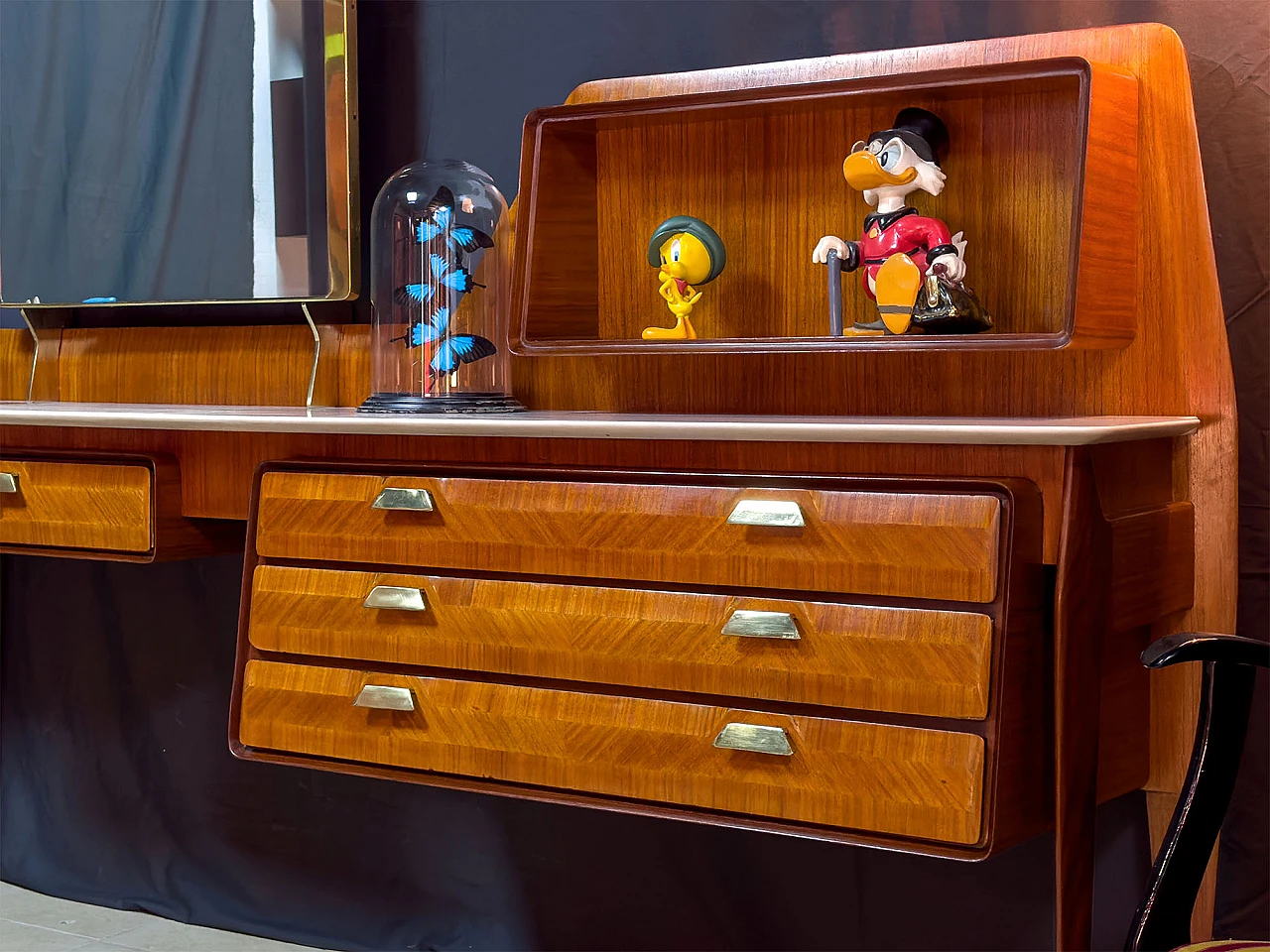 Teak and marble vanity table by La Permanente Mobili Cantù, 1950s 8