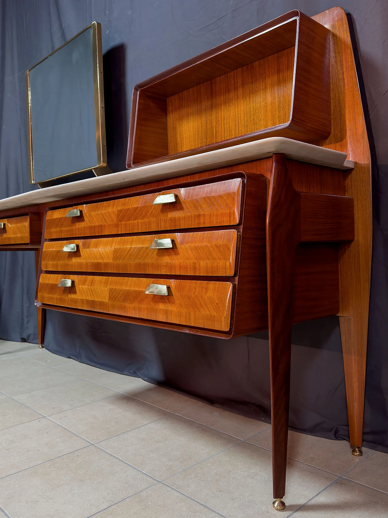 Teak and marble vanity table by La Permanente Mobili Cantù, 1950s 10