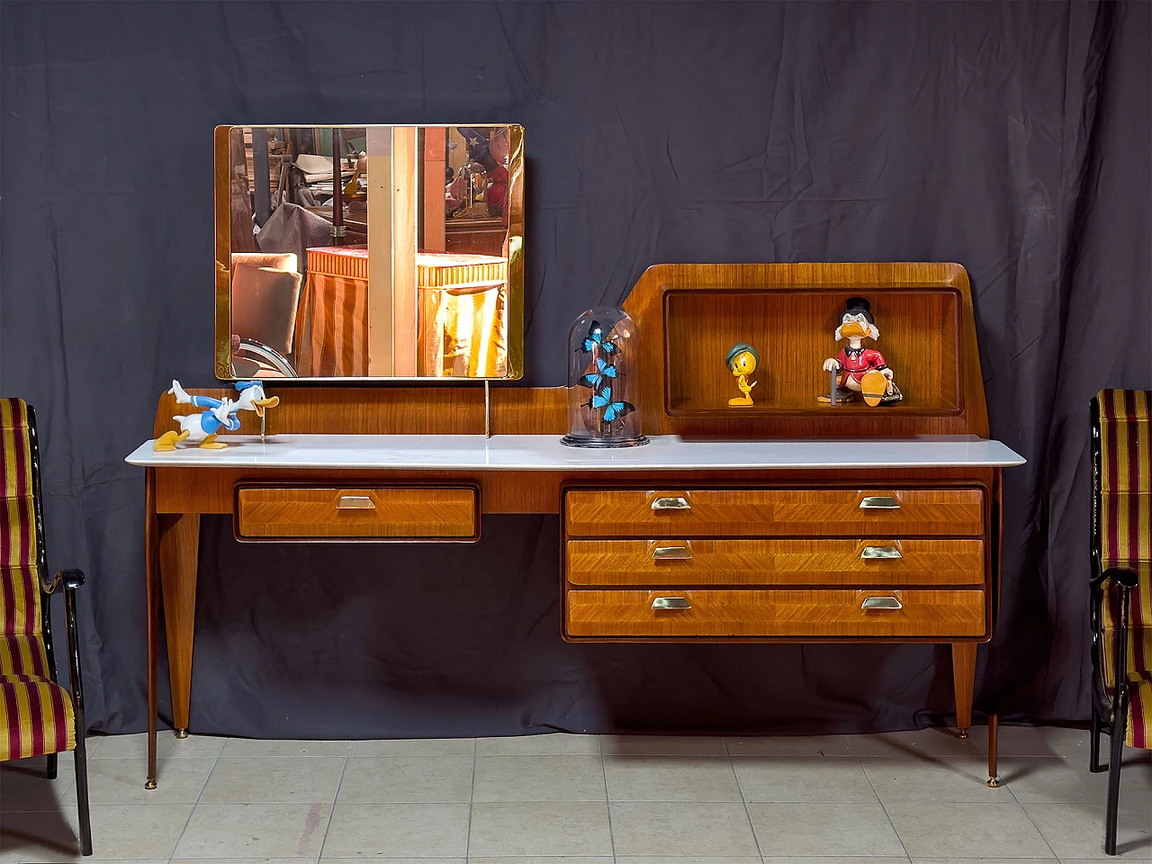 Teak and marble vanity table by La Permanente Mobili Cantù, 1950s 12