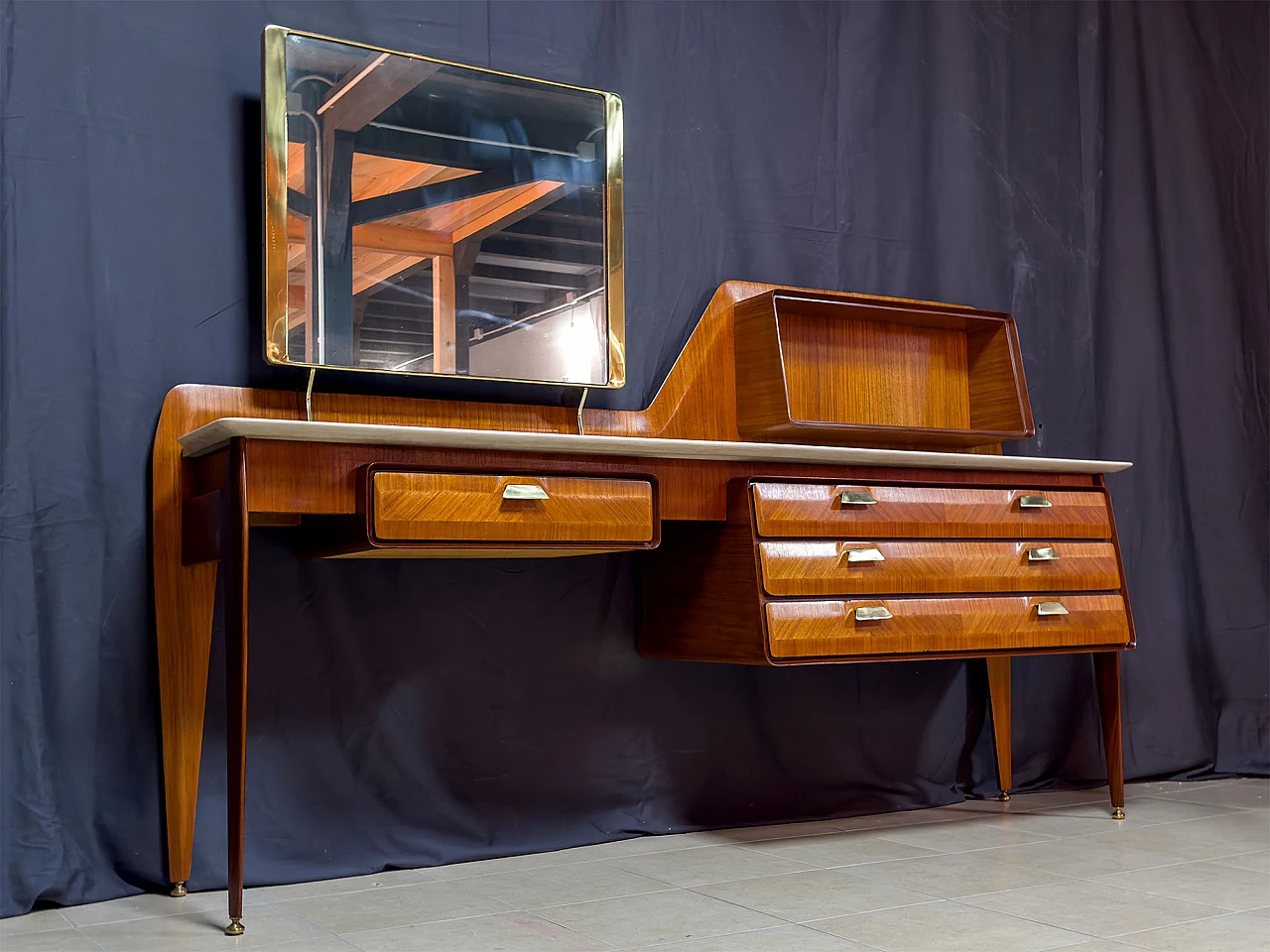 Teak and marble vanity table by La Permanente Mobili Cantù, 1950s 13