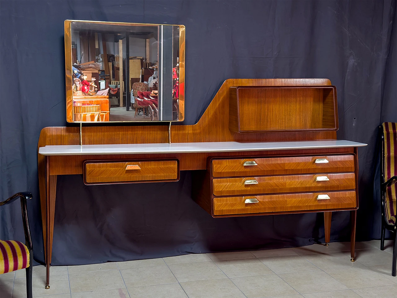 Teak and marble vanity table by La Permanente Mobili Cantù, 1950s 14