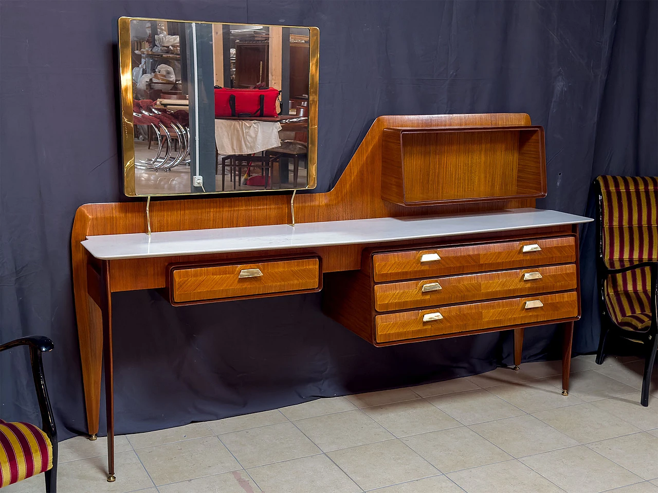 Teak and marble vanity table by La Permanente Mobili Cantù, 1950s 15