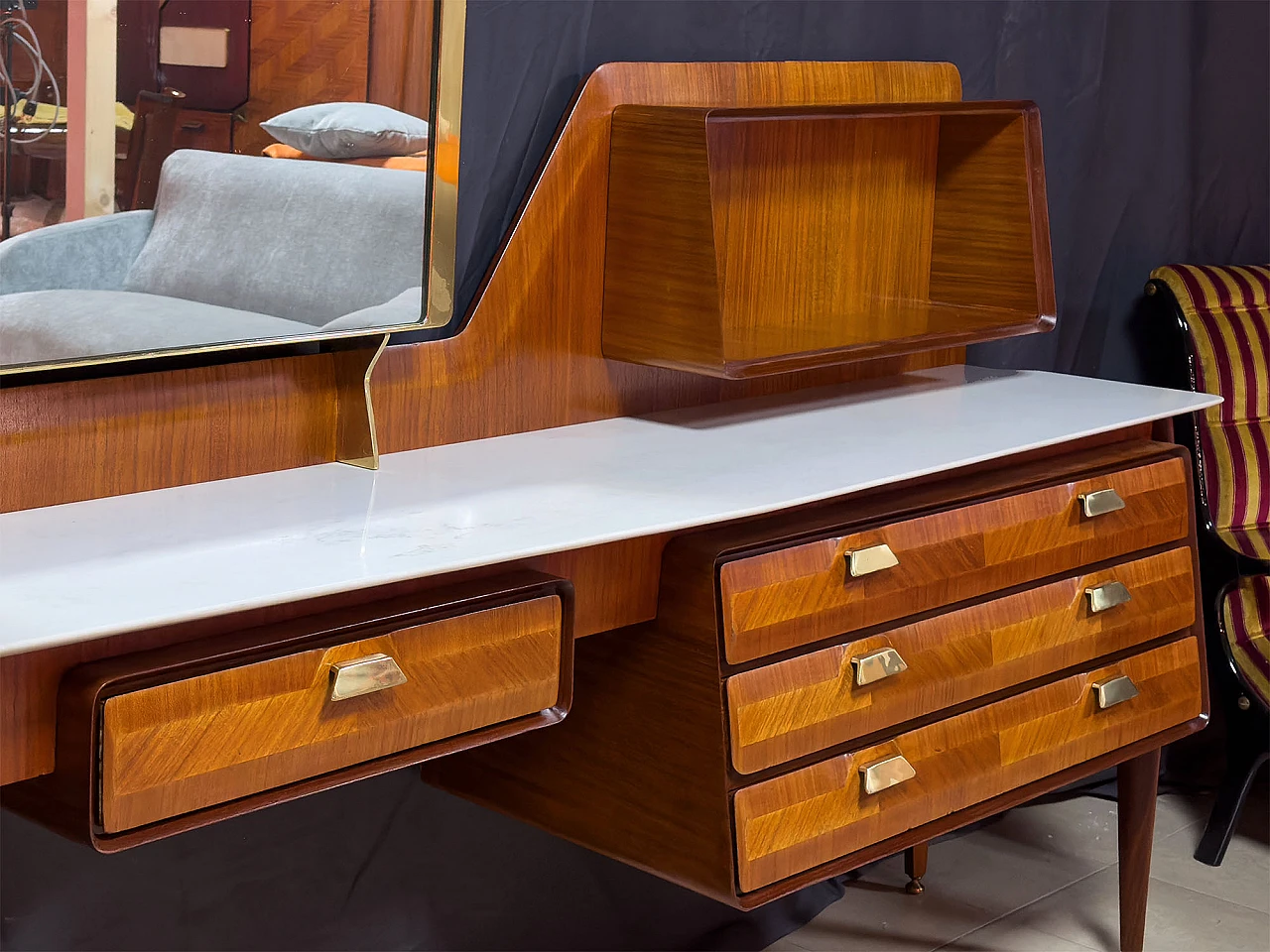 Teak and marble vanity table by La Permanente Mobili Cantù, 1950s 16