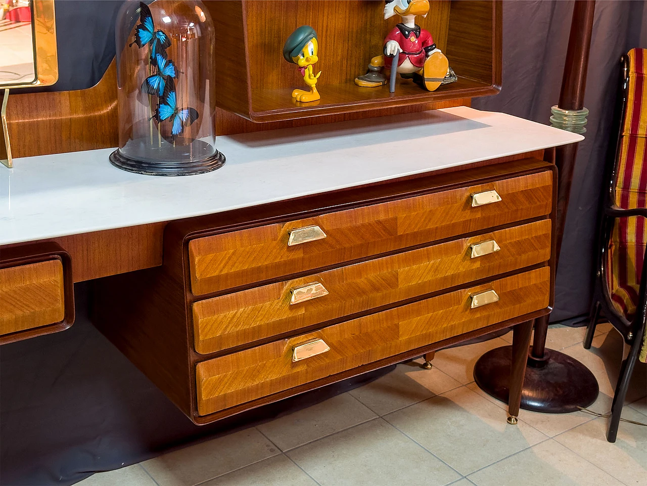 Teak and marble vanity table by La Permanente Mobili Cantù, 1950s 18