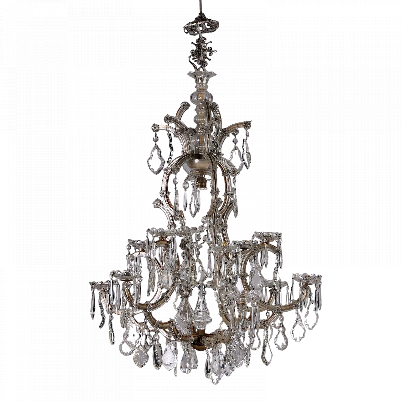 Glass and crystal 12-light chandelier 9