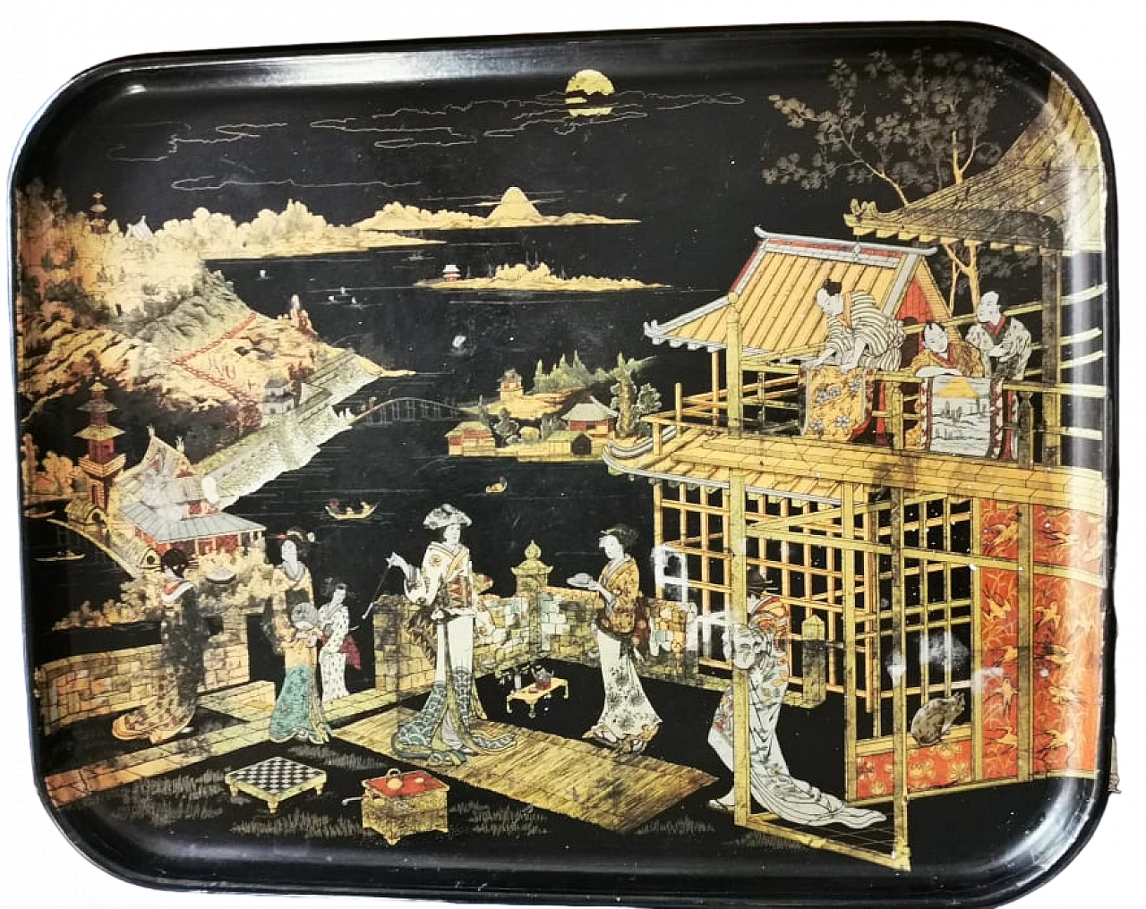 Japanese lacquered wood tray, 19th century 5