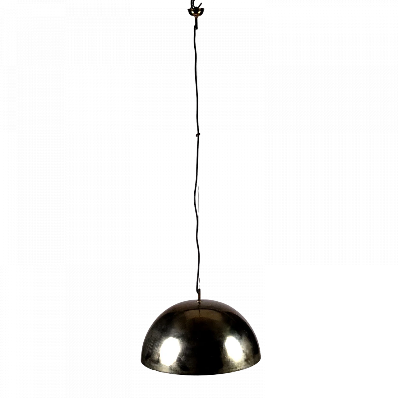 Brass-plated and enameled aluminum ceiling lamp, 1970s 8