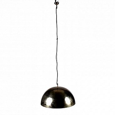 Brass-plated and enameled aluminum ceiling lamp, 1970s