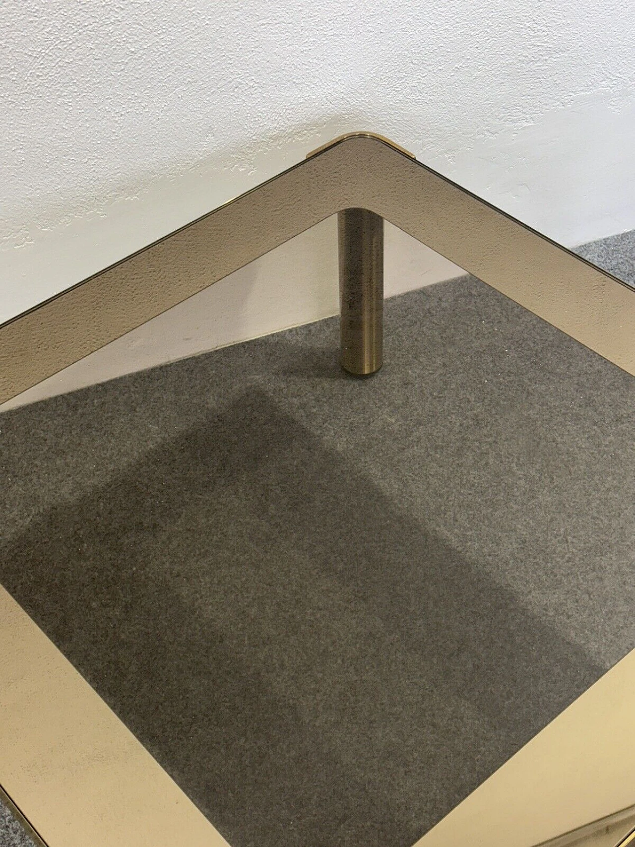 Square metal and ochre crystal coffee table, 1970s 7