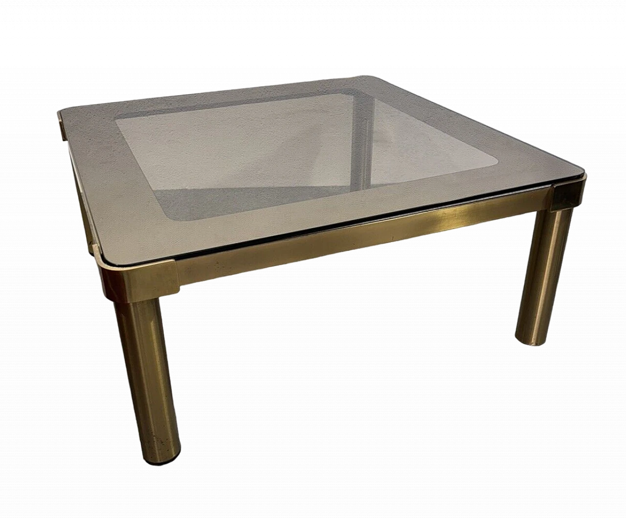 Square metal and ochre crystal coffee table, 1970s 9