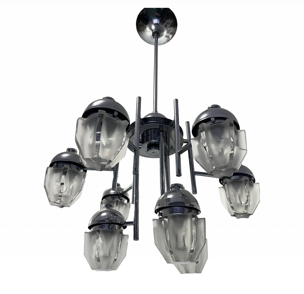 Lampadario in acciaio e vetro di Fidenza Vetraria e Artemide 10