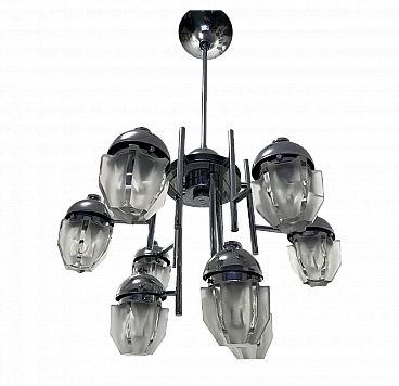 Steel and glass chandelier by Fidenza Vetraria and Artemide