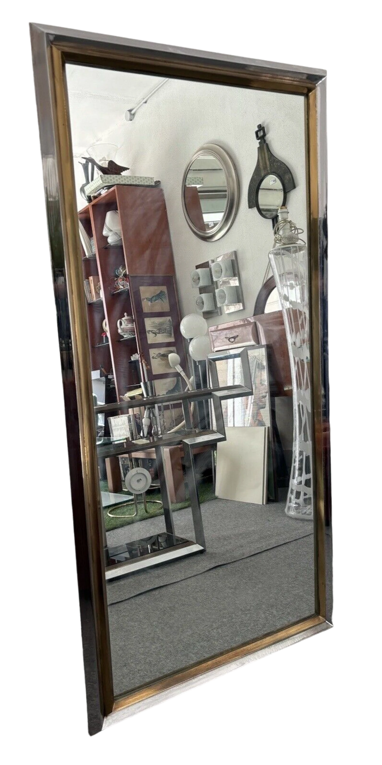 Specchio in acciaio e ottone di Romeo Rega, anni '70 8