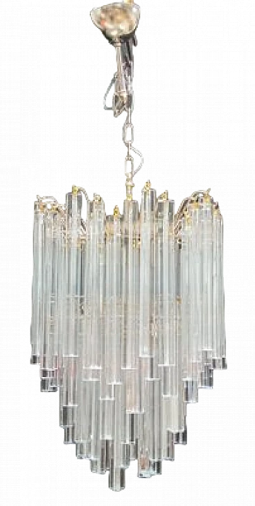 Transparent Murano glass chandelier by VeArt, 1970s