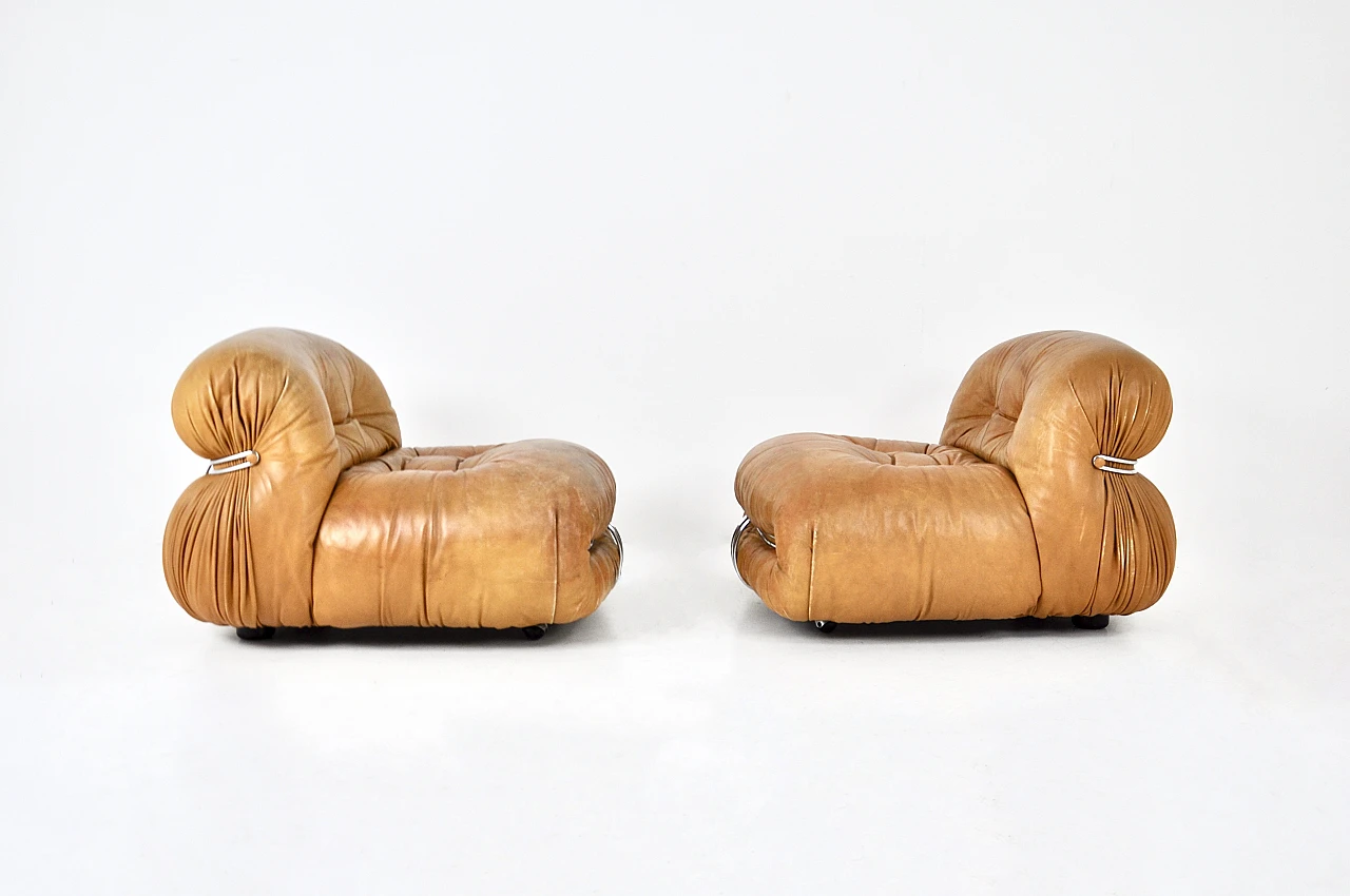 Pair of Soriana lounge chairs by A. & T. Scarpa for Cassina, 1970s 5