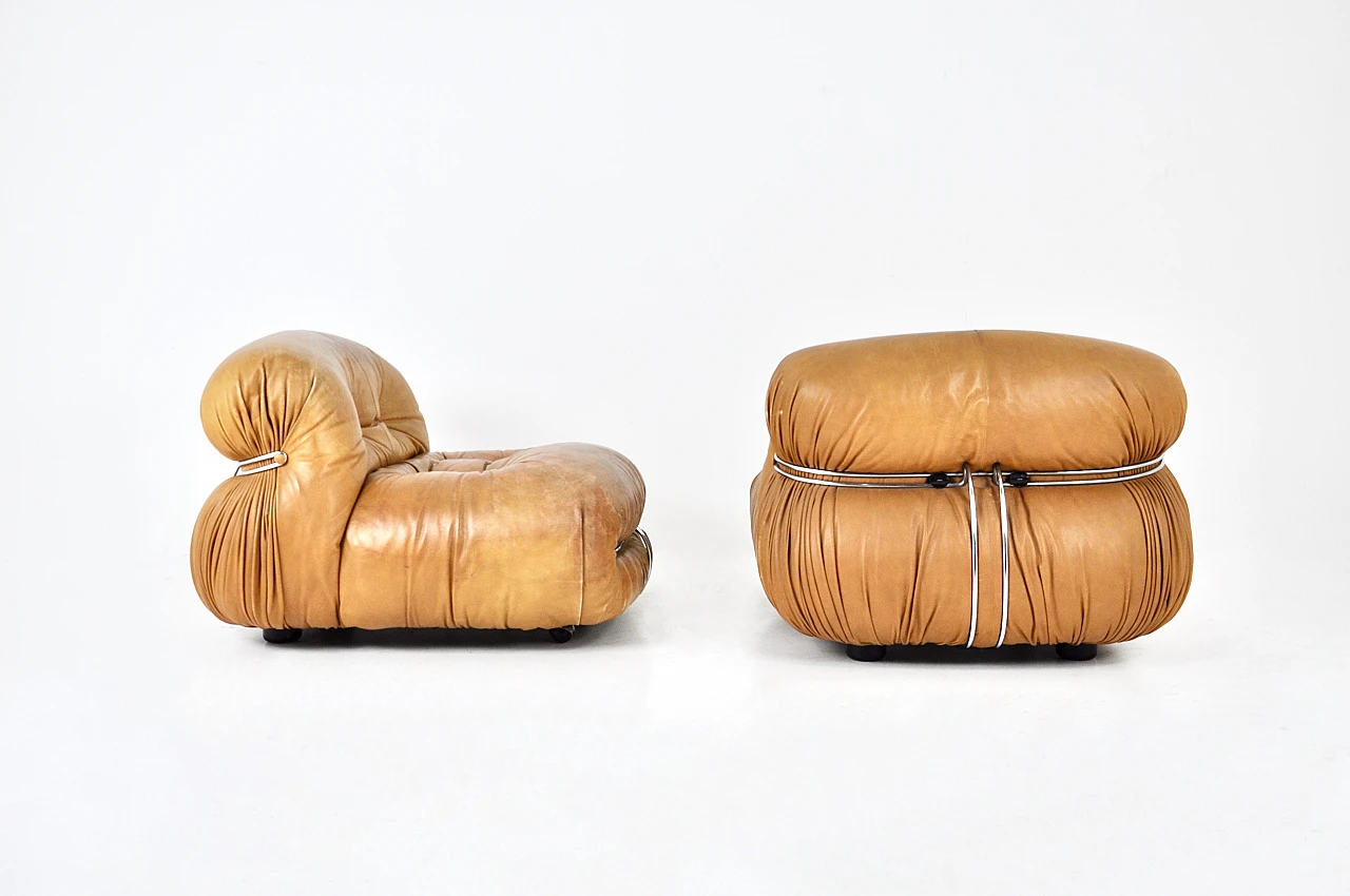 Pair of Soriana lounge chairs by A. & T. Scarpa for Cassina, 1970s 8
