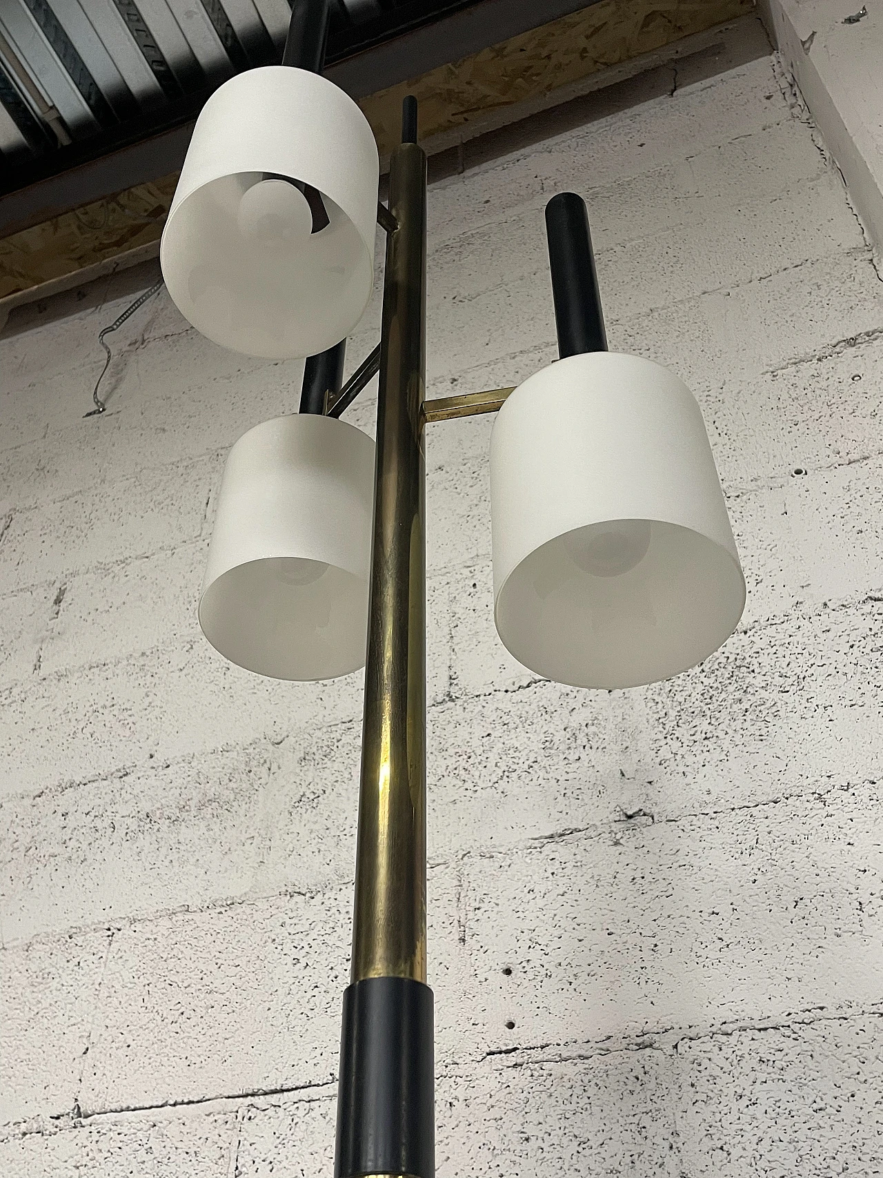 Metal, opaline glass and marble floor lamp, 1950s 20