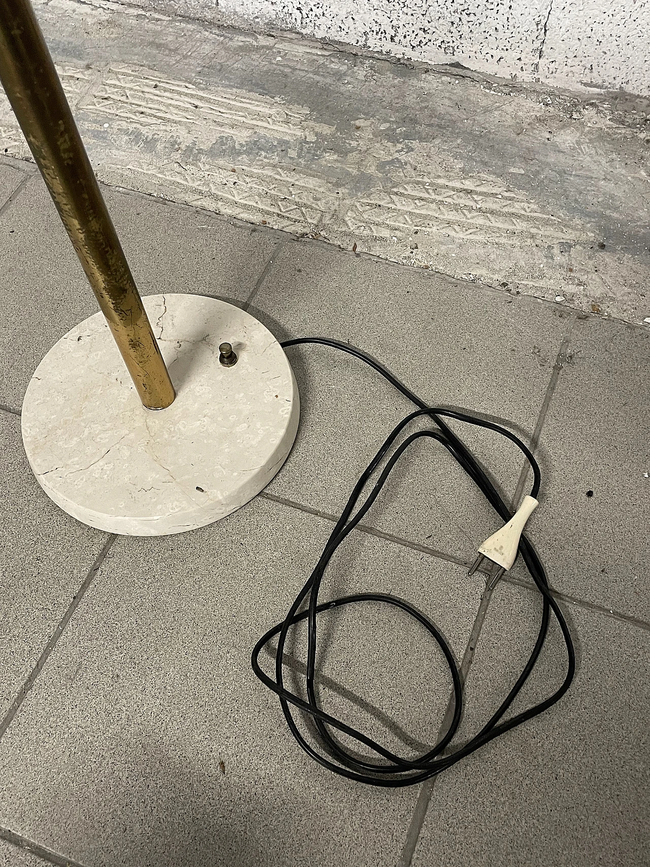 Metal, opaline glass and marble floor lamp, 1950s 21