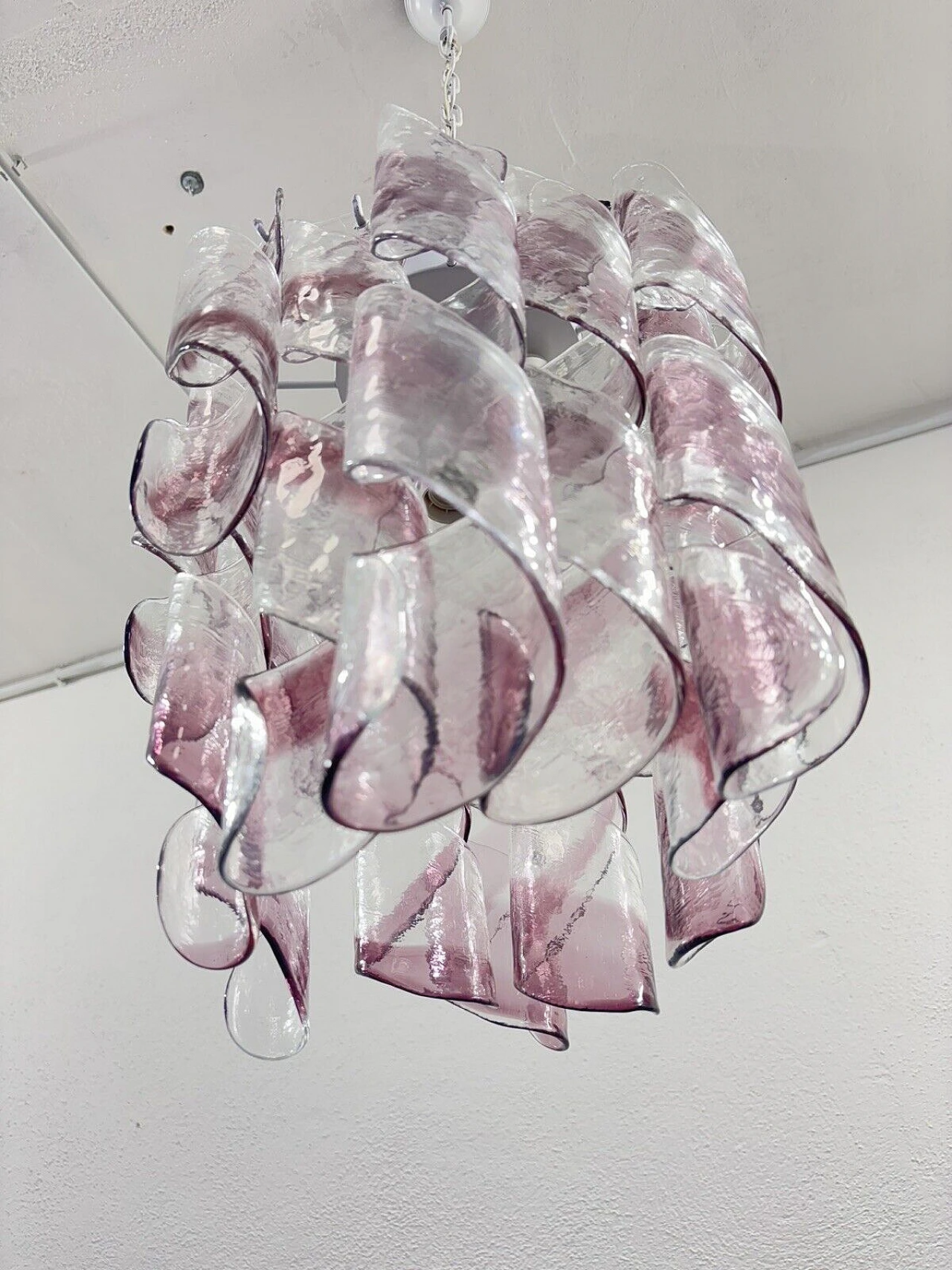 Murano glass Torciglioni chandelier by Mazzega 1