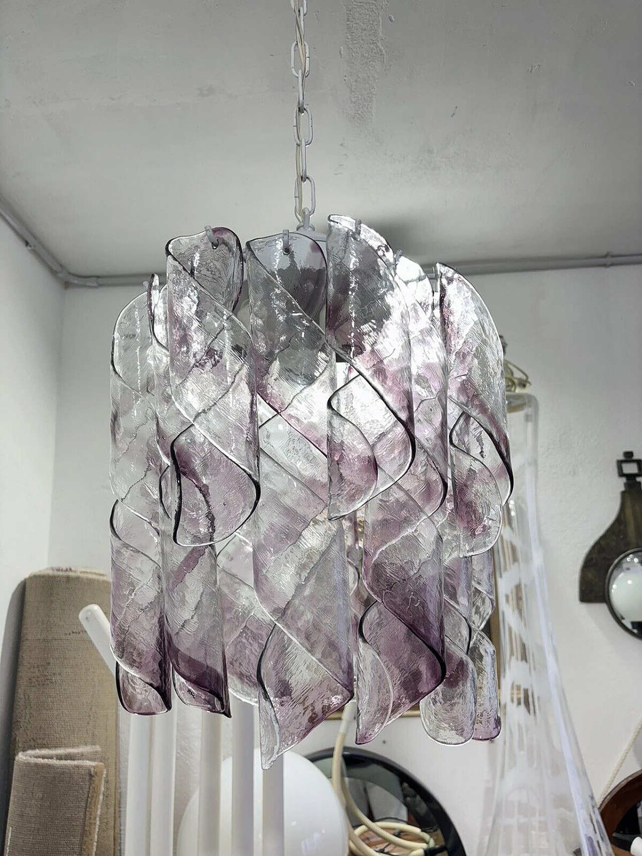 Murano glass Torciglioni chandelier by Mazzega 6