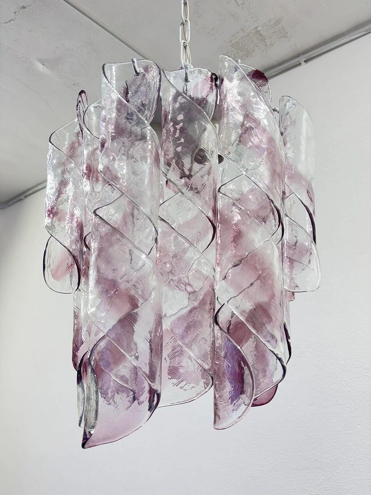 Murano glass Torciglioni chandelier by Mazzega 7