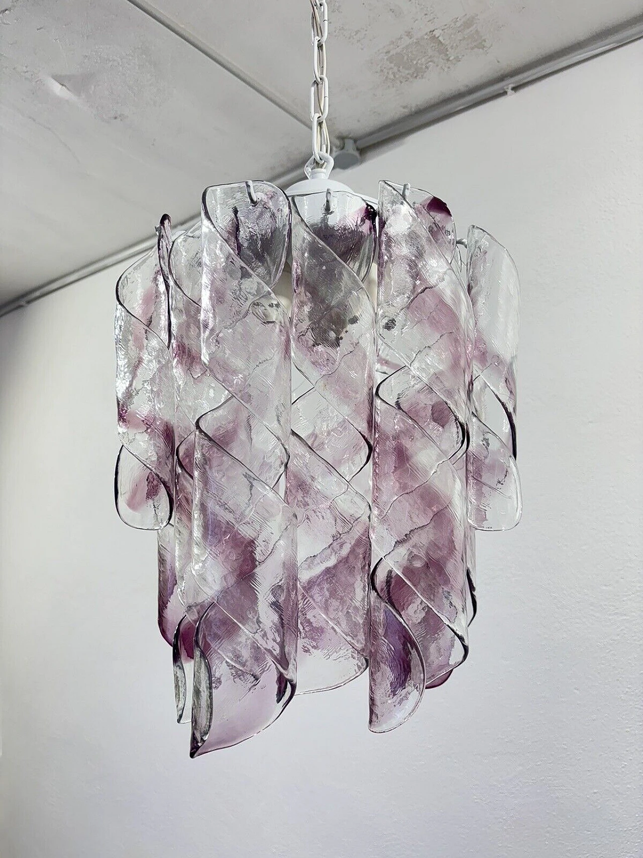 Murano glass Torciglioni chandelier by Mazzega 8