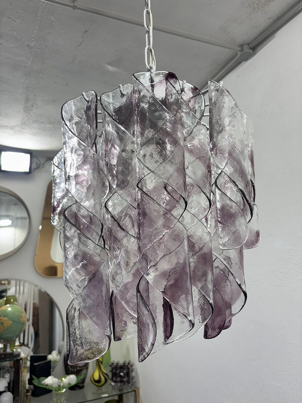 Murano glass Torciglioni chandelier by Mazzega 9