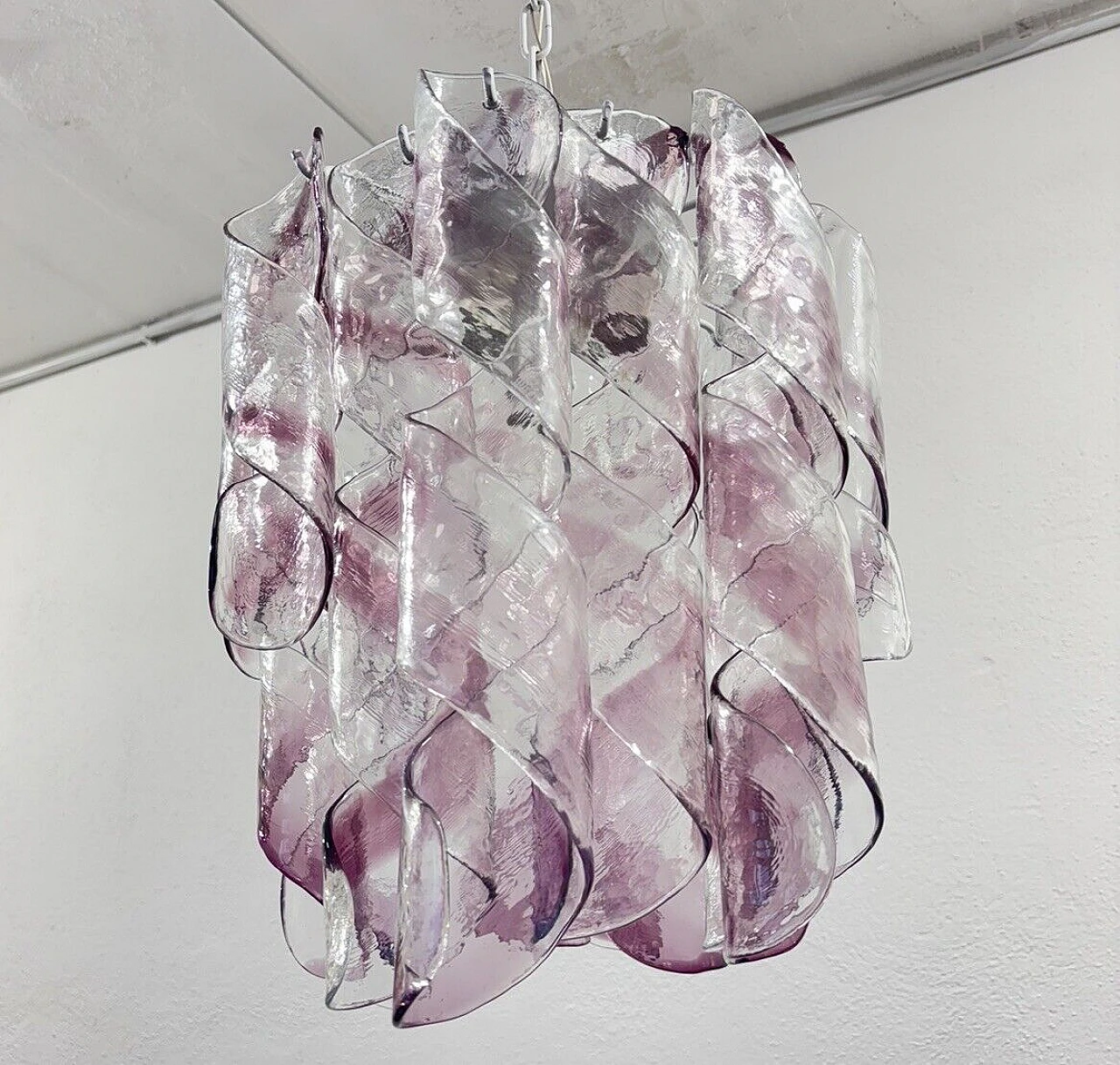 Murano glass Torciglioni chandelier by Mazzega 10