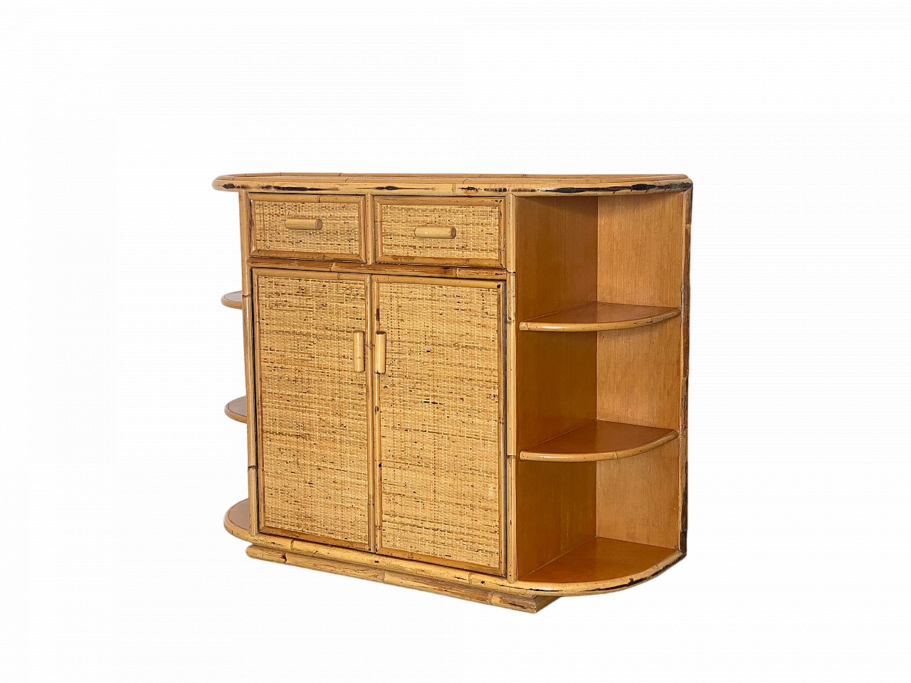 Wicker and bamboo sideboard, 1970s 11
