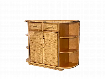 Wicker and bamboo sideboard, 1970s