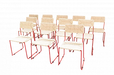 Sedie in ferro rosso e carta di Sintesi, anni 2000