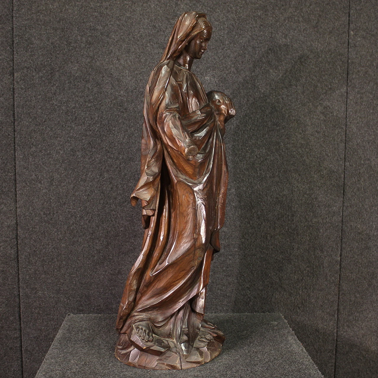 Madonna, mahogany-stained pear wood sculpture, mid-19th century 4