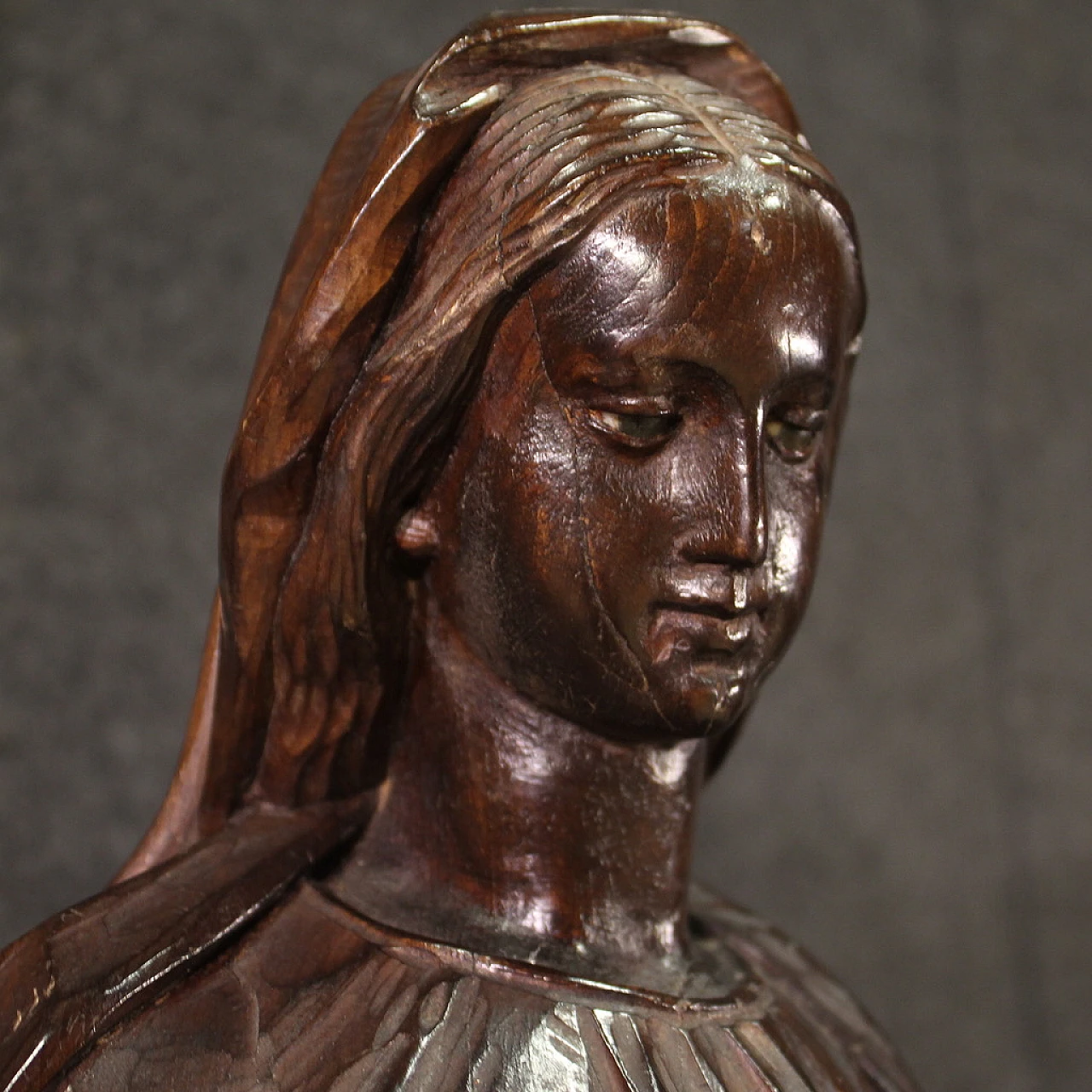 Madonna, mahogany-stained pear wood sculpture, mid-19th century 12