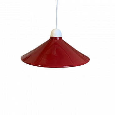 Lampada da soffitto in ceramica rossa smaltata, anni '80