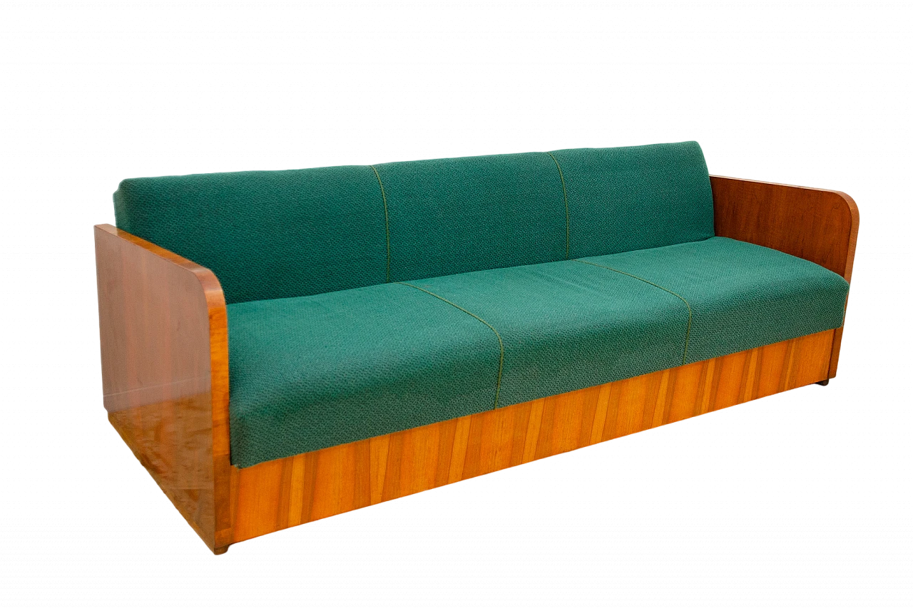 Art Deco wood and fabric sofa bed by UP Závody, 1950s 20